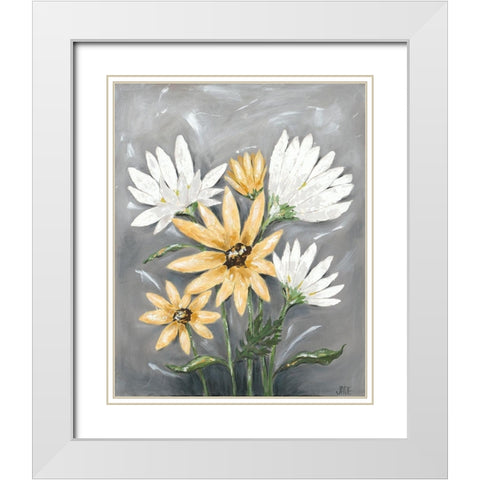 Summer Daisies I White Modern Wood Framed Art Print with Double Matting by Reynolds, Jade