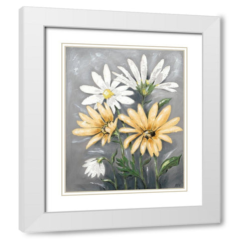 Summer Daisies II White Modern Wood Framed Art Print with Double Matting by Reynolds, Jade