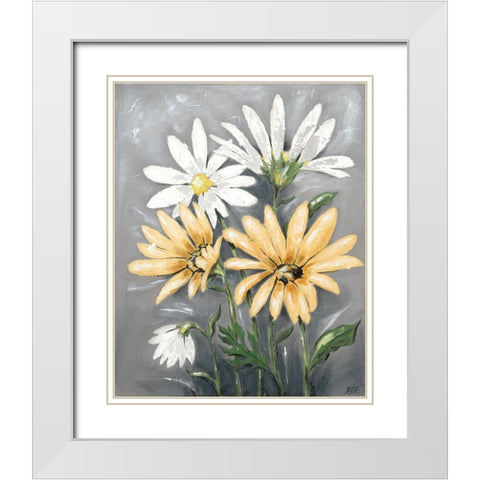 Summer Daisies II White Modern Wood Framed Art Print with Double Matting by Reynolds, Jade