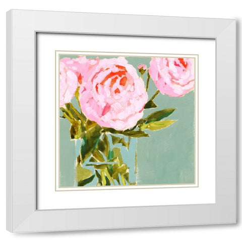Popping Peonies III White Modern Wood Framed Art Print with Double Matting by Barnes, Victoria