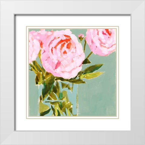 Popping Peonies III White Modern Wood Framed Art Print with Double Matting by Barnes, Victoria