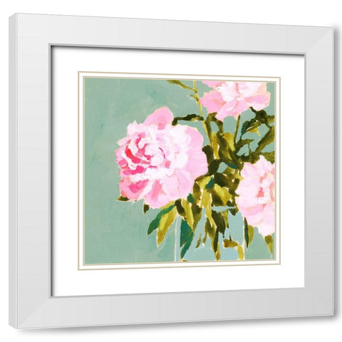 Popping Peonies IV White Modern Wood Framed Art Print with Double Matting by Barnes, Victoria