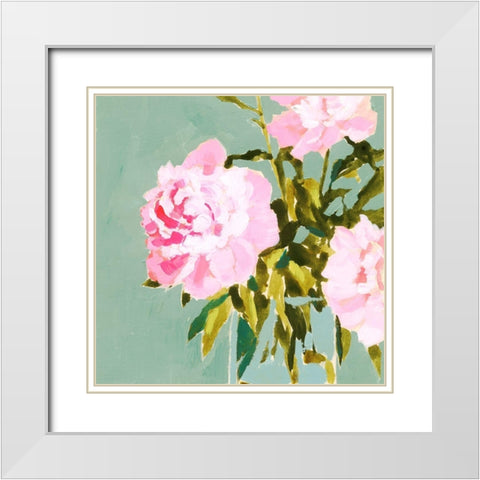 Popping Peonies IV White Modern Wood Framed Art Print with Double Matting by Barnes, Victoria