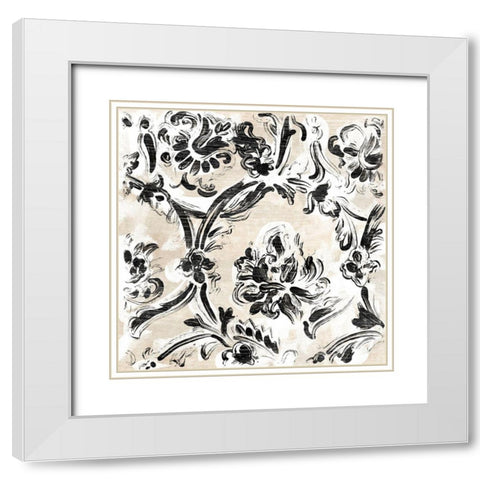 Parchment Brocade I White Modern Wood Framed Art Print with Double Matting by Vess, June Erica