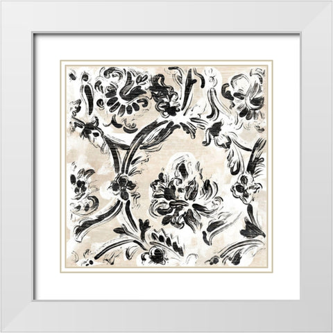 Parchment Brocade I White Modern Wood Framed Art Print with Double Matting by Vess, June Erica