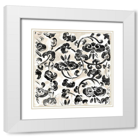 Parchment Brocade II White Modern Wood Framed Art Print with Double Matting by Vess, June Erica