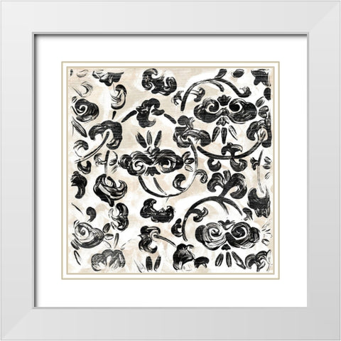 Parchment Brocade II White Modern Wood Framed Art Print with Double Matting by Vess, June Erica