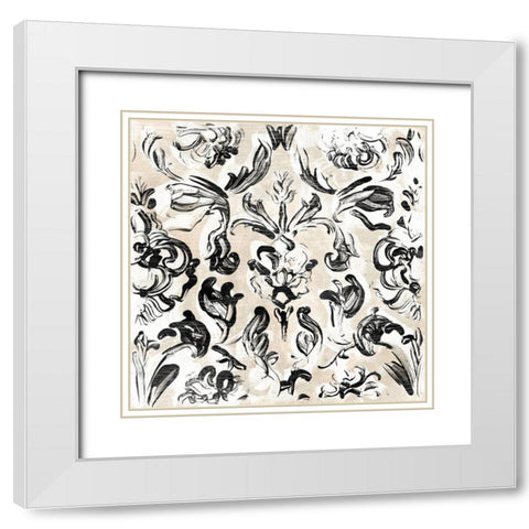 Parchment Brocade III White Modern Wood Framed Art Print with Double Matting by Vess, June Erica