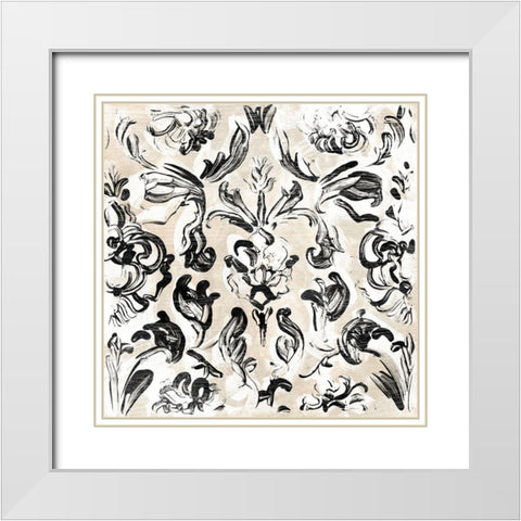 Parchment Brocade III White Modern Wood Framed Art Print with Double Matting by Vess, June Erica