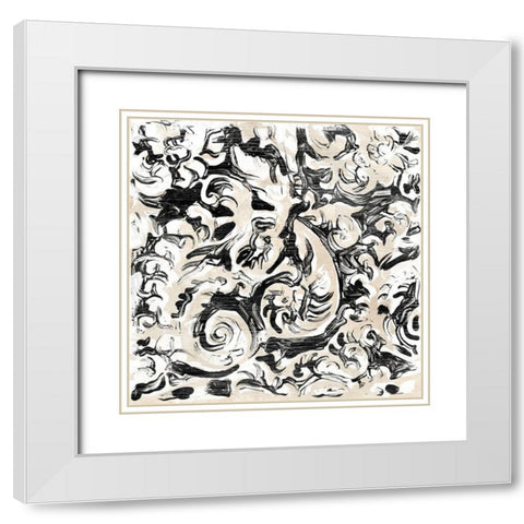 Parchment Brocade V White Modern Wood Framed Art Print with Double Matting by Vess, June Erica