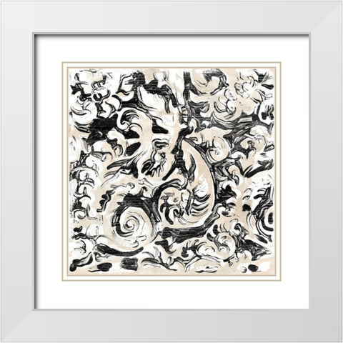 Parchment Brocade V White Modern Wood Framed Art Print with Double Matting by Vess, June Erica