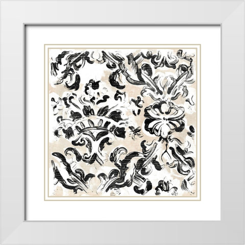 Parchment Brocade VI White Modern Wood Framed Art Print with Double Matting by Vess, June Erica