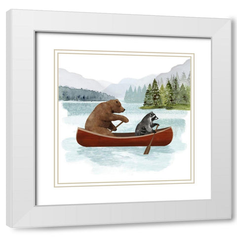 Canoe Trip I White Modern Wood Framed Art Print with Double Matting by Barnes, Victoria