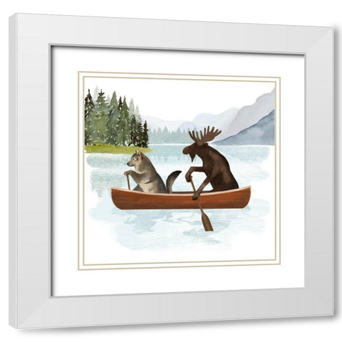 Canoe Trip II White Modern Wood Framed Art Print with Double Matting by Barnes, Victoria