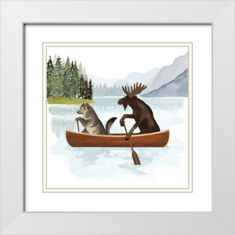 Canoe Trip II White Modern Wood Framed Art Print with Double Matting by Barnes, Victoria