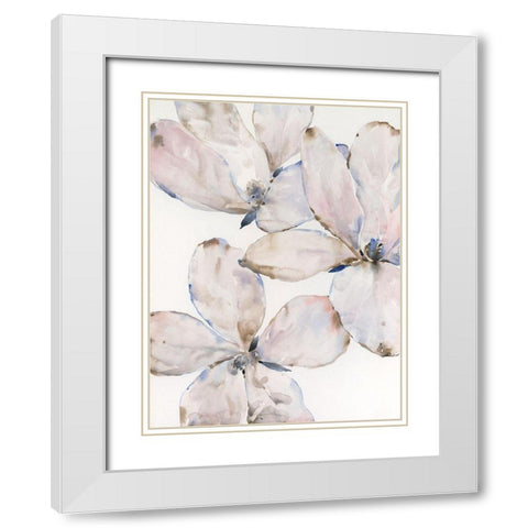 Soft Wind Flowers I White Modern Wood Framed Art Print with Double Matting by OToole, Tim