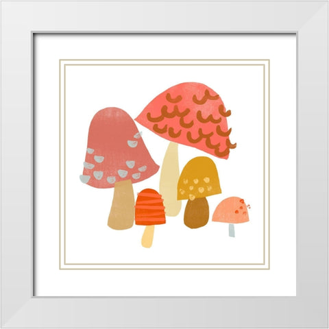 Cupcake Mushrooms I White Modern Wood Framed Art Print with Double Matting by Vess, June Erica