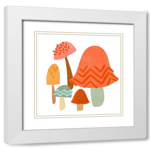 Cupcake Mushrooms II White Modern Wood Framed Art Print with Double Matting by Vess, June Erica
