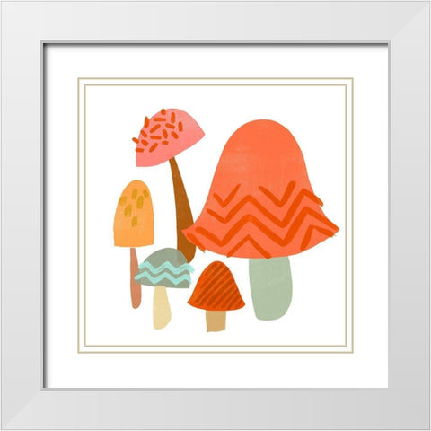 Cupcake Mushrooms II White Modern Wood Framed Art Print with Double Matting by Vess, June Erica