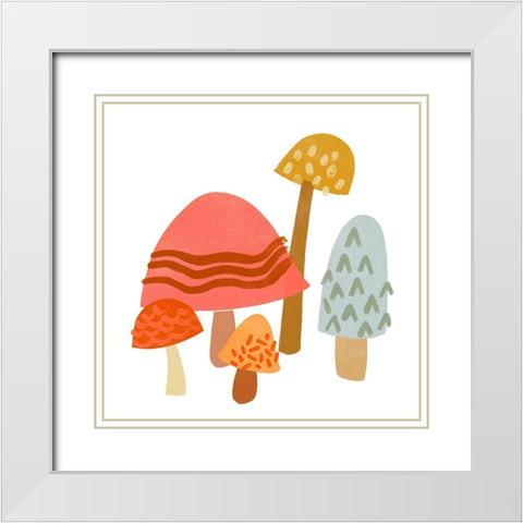 Cupcake Mushrooms III White Modern Wood Framed Art Print with Double Matting by Vess, June Erica