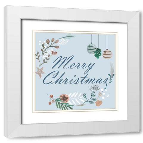 Snowy Christmas I White Modern Wood Framed Art Print with Double Matting by Wang, Melissa