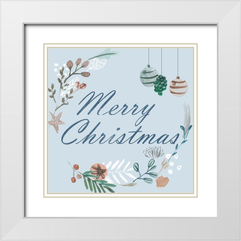 Snowy Christmas I White Modern Wood Framed Art Print with Double Matting by Wang, Melissa