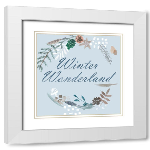 Snowy Christmas III White Modern Wood Framed Art Print with Double Matting by Wang, Melissa