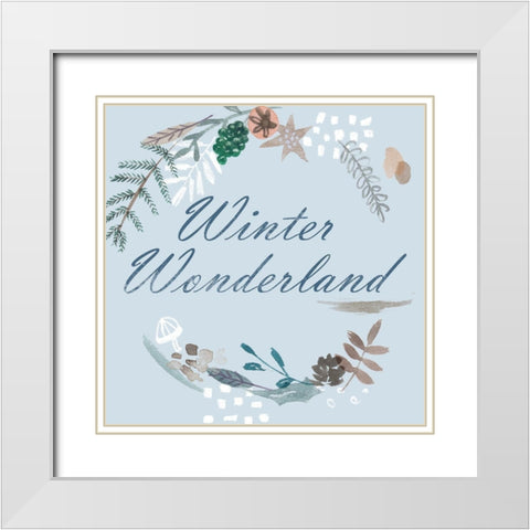 Snowy Christmas III White Modern Wood Framed Art Print with Double Matting by Wang, Melissa