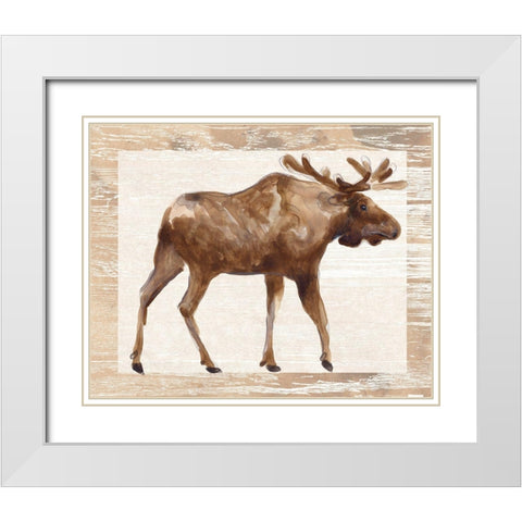 Rustic Barnwood Animals I White Modern Wood Framed Art Print with Double Matting by Vess, June Erica