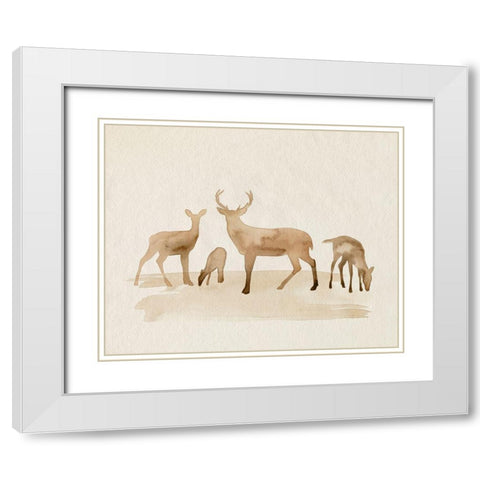 Whitetail Herd I White Modern Wood Framed Art Print with Double Matting by Popp, Grace