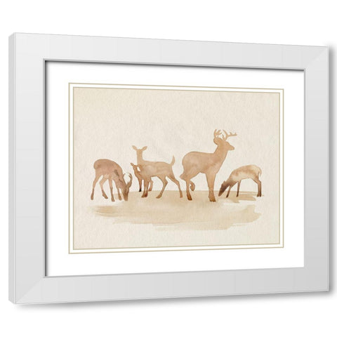 Whitetail Herd II White Modern Wood Framed Art Print with Double Matting by Popp, Grace