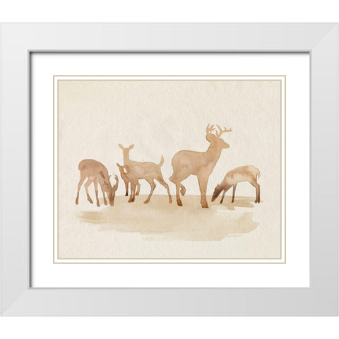 Whitetail Herd II White Modern Wood Framed Art Print with Double Matting by Popp, Grace