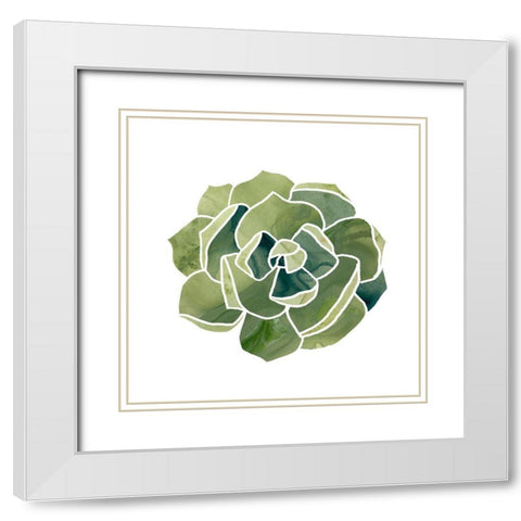 Succulent Cameo III White Modern Wood Framed Art Print with Double Matting by Vess, June Erica