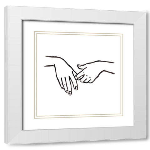 Hand Study IV White Modern Wood Framed Art Print with Double Matting by Vess, June Erica