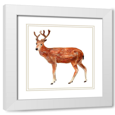 Simple Lodge Animals IV White Modern Wood Framed Art Print with Double Matting by Vess, June Erica