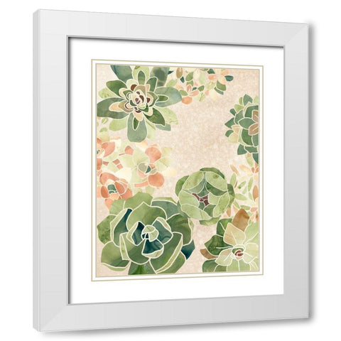 Stained Glass Succulents I White Modern Wood Framed Art Print with Double Matting by Vess, June Erica