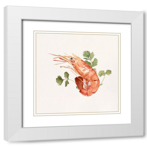 Shrimp for Dinner II White Modern Wood Framed Art Print with Double Matting by Caroline, Emma