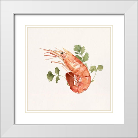 Shrimp for Dinner II White Modern Wood Framed Art Print with Double Matting by Caroline, Emma