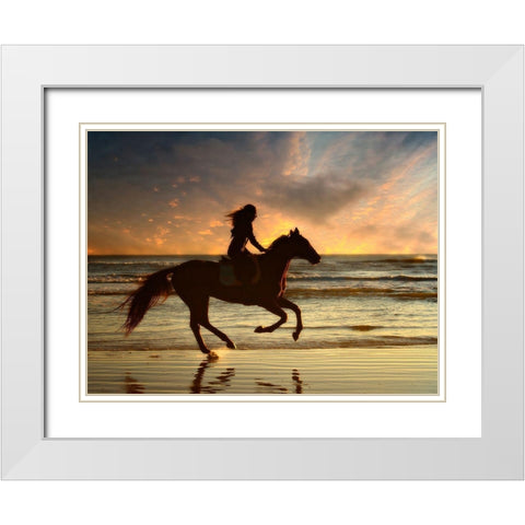 Wave Runners V White Modern Wood Framed Art Print with Double Matting by PHBurchett