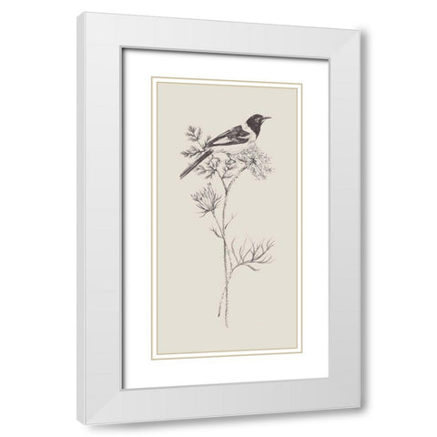 Nature with Bird I White Modern Wood Framed Art Print with Double Matting by Wang, Melissa