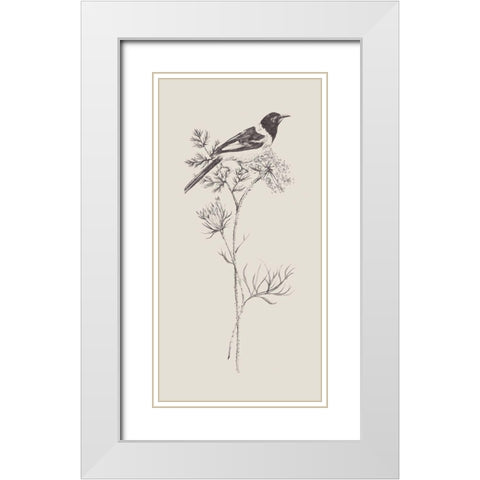 Nature with Bird I White Modern Wood Framed Art Print with Double Matting by Wang, Melissa