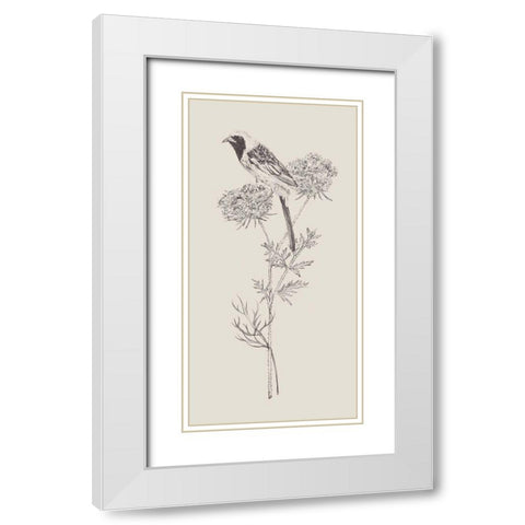 Nature with Bird II White Modern Wood Framed Art Print with Double Matting by Wang, Melissa