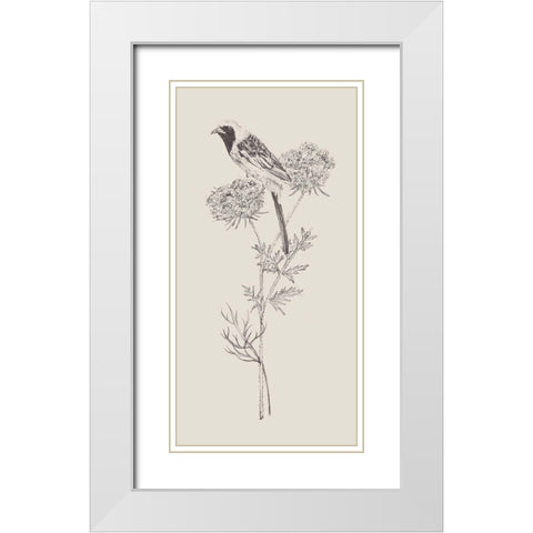 Nature with Bird II White Modern Wood Framed Art Print with Double Matting by Wang, Melissa