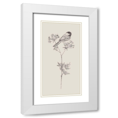 Nature with Bird III White Modern Wood Framed Art Print with Double Matting by Wang, Melissa