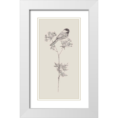 Nature with Bird III White Modern Wood Framed Art Print with Double Matting by Wang, Melissa