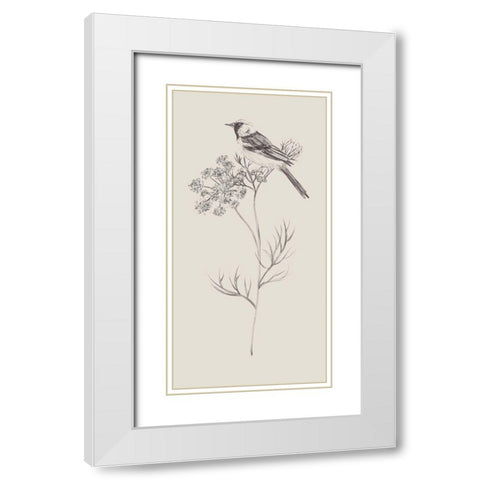 Nature with Bird IV White Modern Wood Framed Art Print with Double Matting by Wang, Melissa