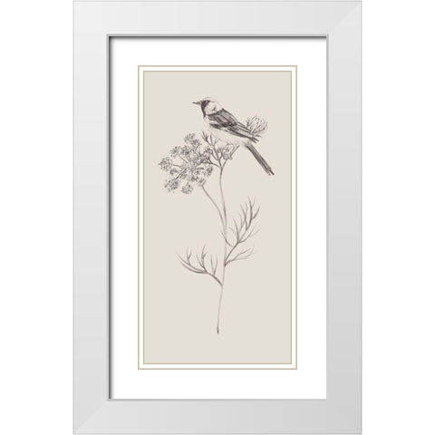 Nature with Bird IV White Modern Wood Framed Art Print with Double Matting by Wang, Melissa