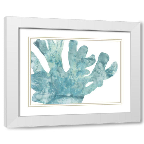 Blue Macro Coral I White Modern Wood Framed Art Print with Double Matting by Vess, June Erica