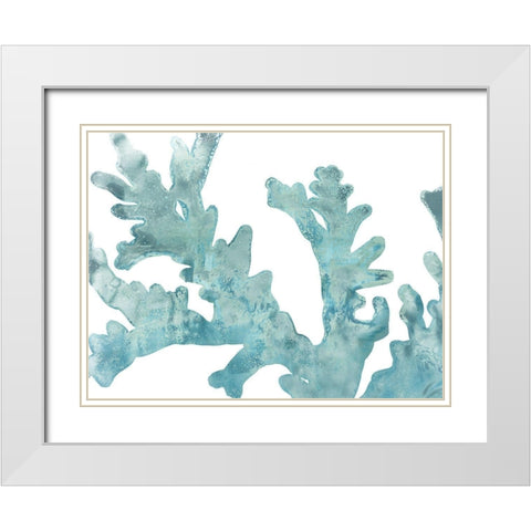 Blue Macro Coral II White Modern Wood Framed Art Print with Double Matting by Vess, June Erica