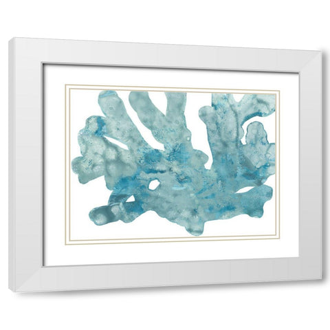 Blue Macro Coral IV White Modern Wood Framed Art Print with Double Matting by Vess, June Erica